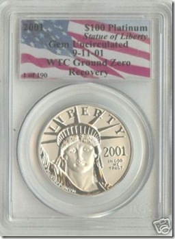 wtc 100 platinum  2001 $100 Platinum Liberty