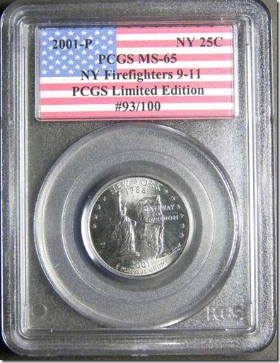 ny firefighters coin  The 2001 P NY Firefighters 9 11