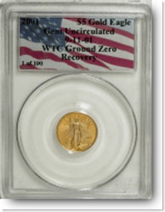 wtc coins 1 of 190 wtc 5 gold  2001 $5 1 of 190